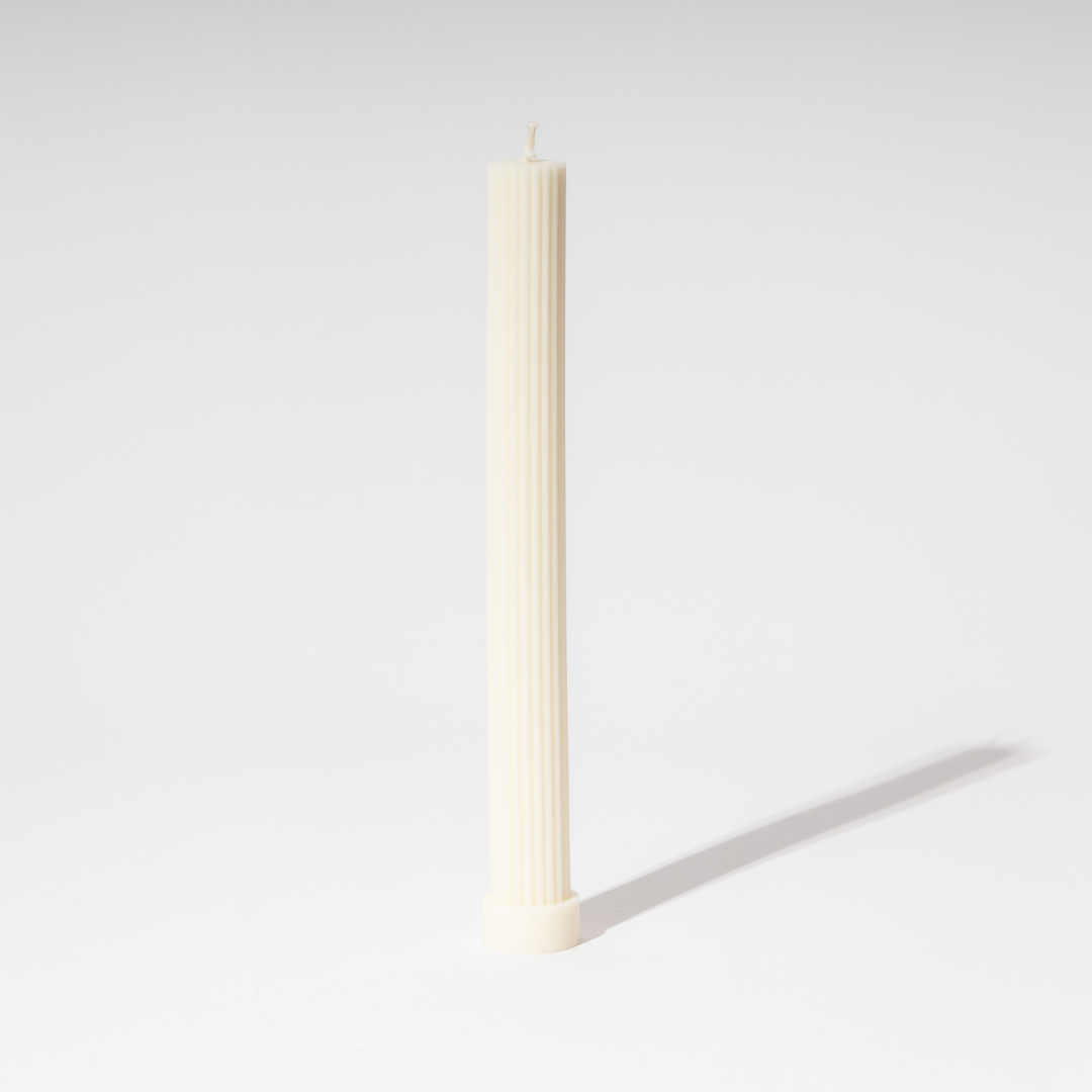 Ribbed Column Candle - Natural 27x2.8cm