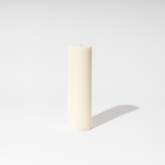 Ribbed Column Candle - Natural 20x6cm