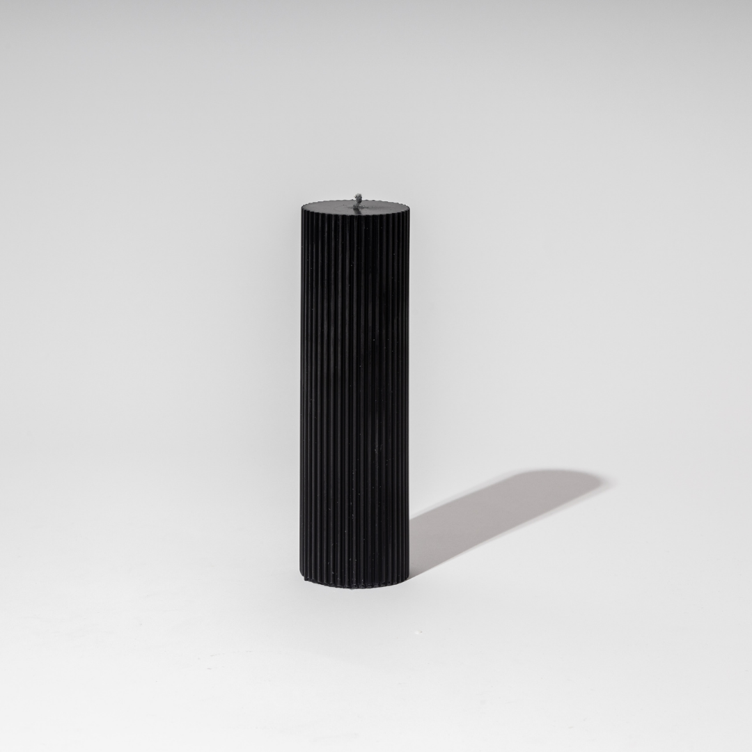 Load image into Gallery viewer, Ribbed Column Candle - Black 20x6cm