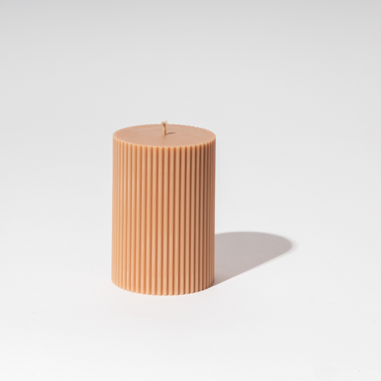 Ribbed Column Candle - Clay 10x7cm